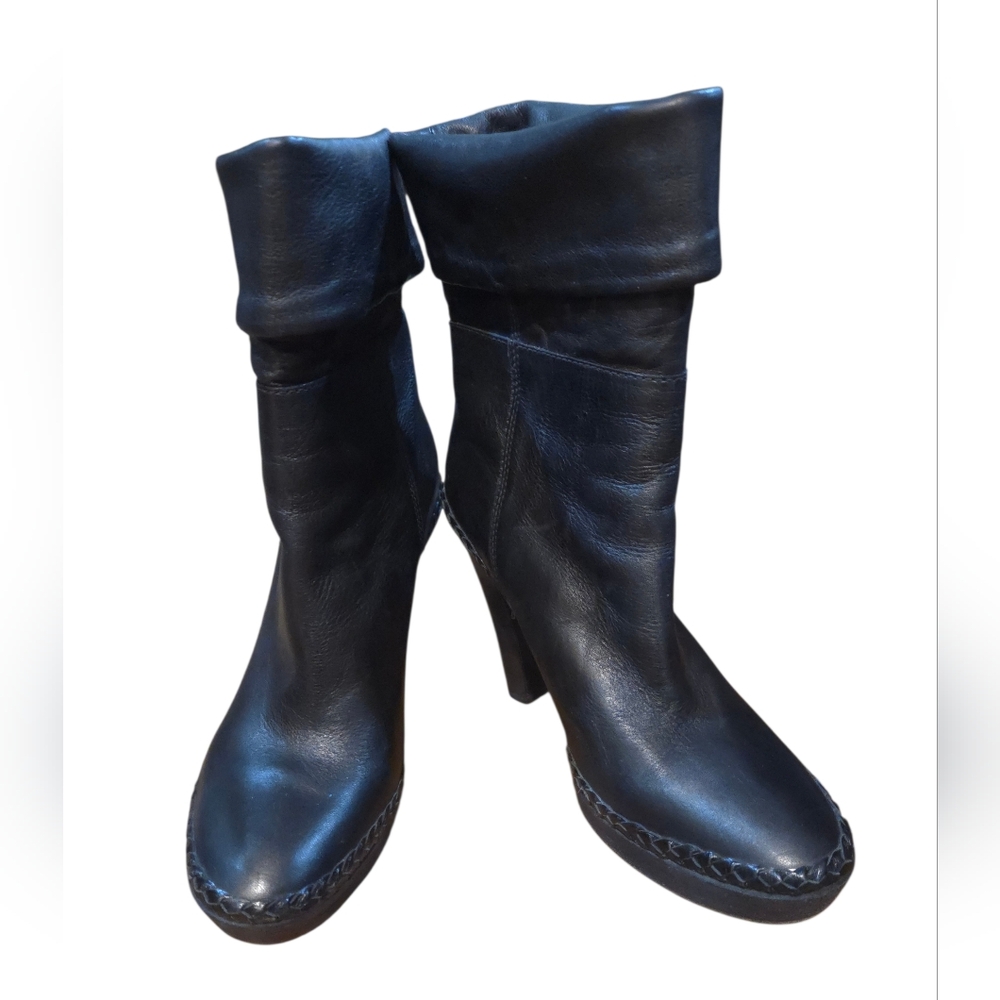 Nike Air - G Series Elegant Black Mid Calf Leather Boots Women's Size 7.5 - Picture 1 of 9